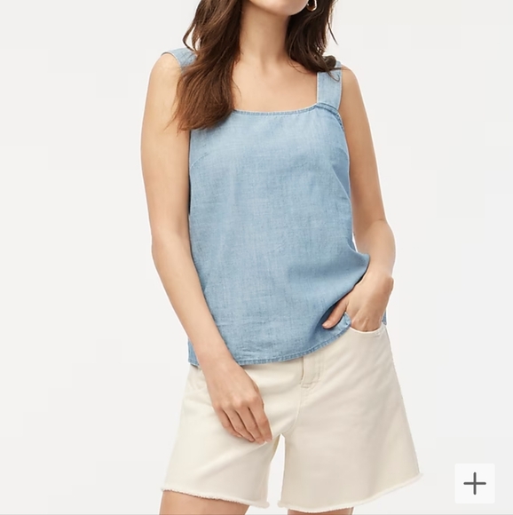 NWT J Crew Chambray squareneck tank top Size XXS - Picture 2 of 7